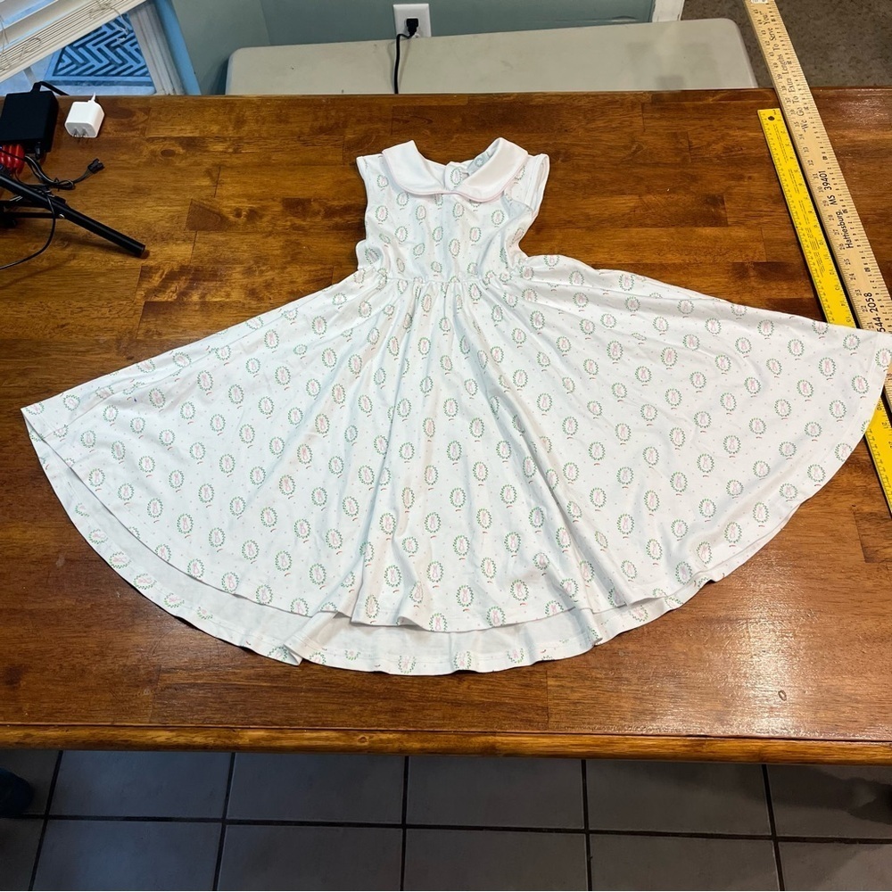 The Proper Peony white pink bunny carrot 100% Pima cotton dress size 8